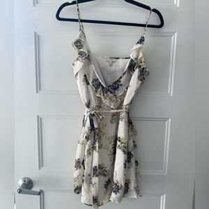 Joie Floral Dress with Waist Tie, Blue and Yellow, XS